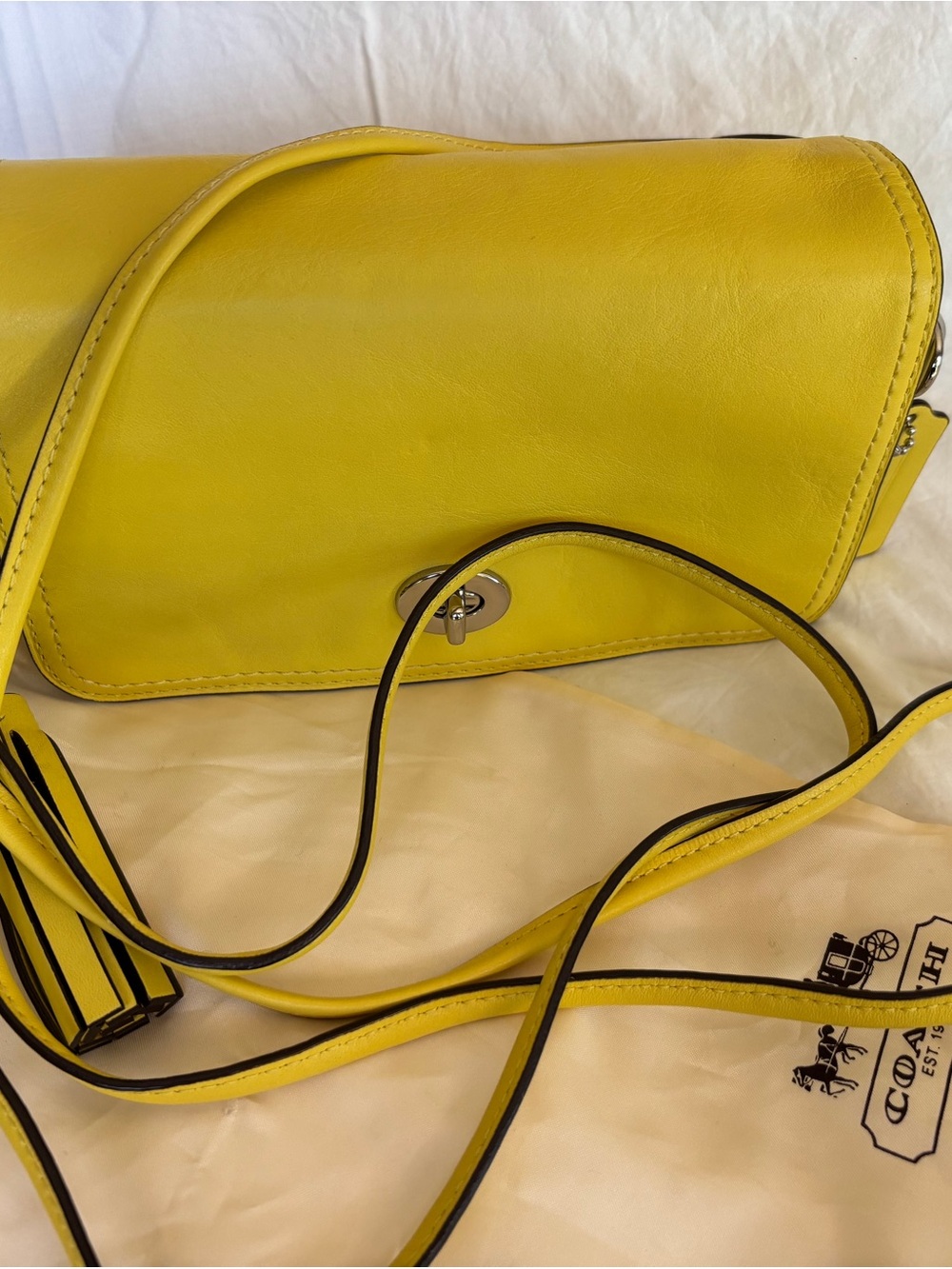 Coach Yellow Leather Turnlock Crossbody - Picture 5 of 5